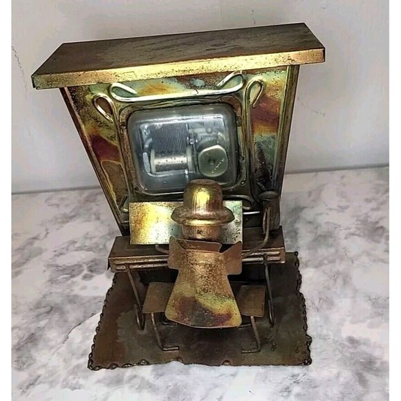 G. Good Corp Other - Vintage Copper Rustic Art Music Box Plays Music Piano Man Shelf Decor Works!
